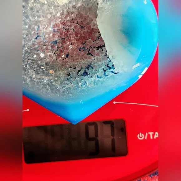 Blue Agate Heart with Sparkling Druzy Geode Center, Crystals - Picture 4 of 5